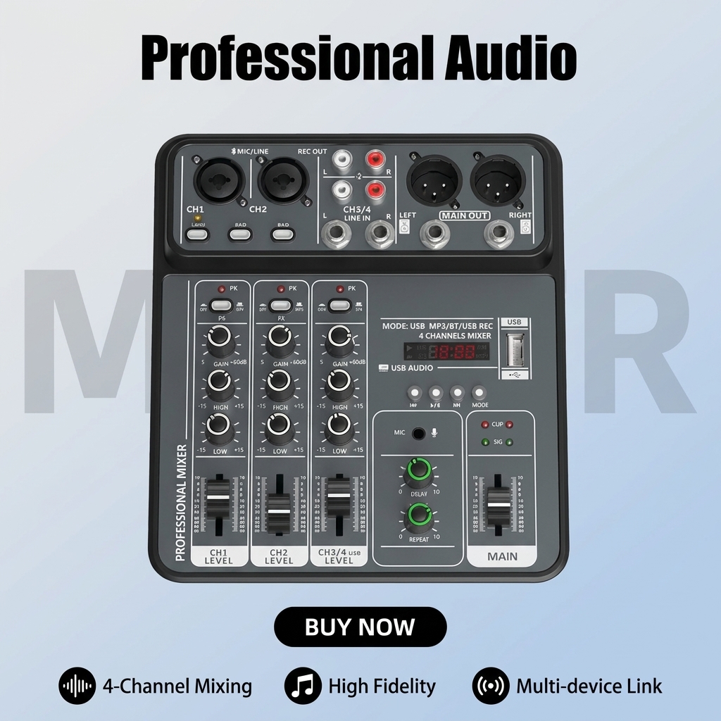4-Channel Pro Audio Mixing Con - Audio Music Dj ulasan dan harga